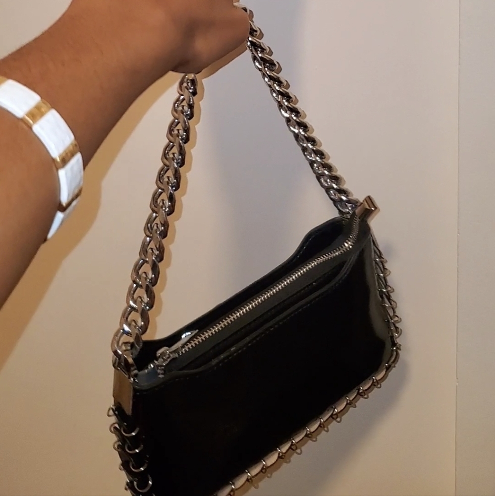 Black & Silver chain bag